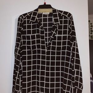 Brand New Calvin Klein checkered button-up blouse